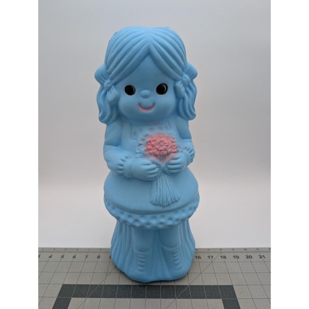 AJ Renzi Renz Flower Girl Blow Mold Bank Blue 17‎ Inch Vintage #2